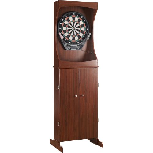  Hathaway Outlaw Freestanding Dartboard and Cabinet Set - Cherry Finish