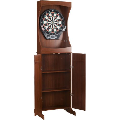  Hathaway Centerpoint Solid Wood Dartboard and Cabinet Set, Dark Cherry Finish