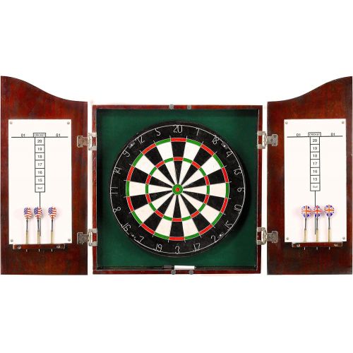  Hathaway Centerpoint Solid Wood Dartboard and Cabinet Set, Dark Cherry Finish