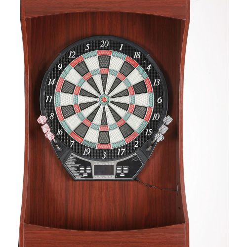  Hathaway Centerpoint Solid Wood Dartboard and Cabinet Set, Dark Cherry Finish