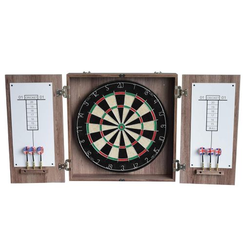  Hathaway Winchester Dartboard & Cabinet Set, Driftwood, 3.75 L x 19.75 W x 19.75 H, Black