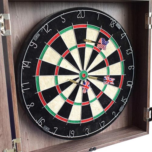  Hathaway Winchester Dartboard & Cabinet Set, Driftwood, 3.75 L x 19.75 W x 19.75 H, Black