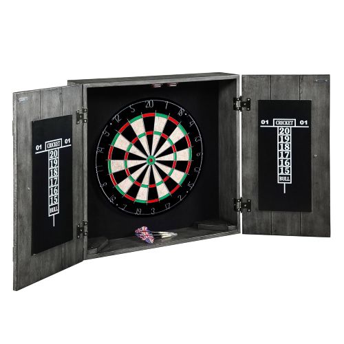  Hathaway Drifter Solid Wood Dartboard Cabinet - Reclaimed Pine with Distressed Timberwood Finish, Sisal Fiber for Steel Tip Darts