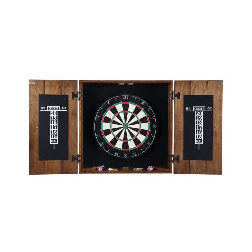  Hathaway Drifter Solid Wood Dartboard & Cabinet Set, 6 L x 25 W x 25 H, Rustic Oak