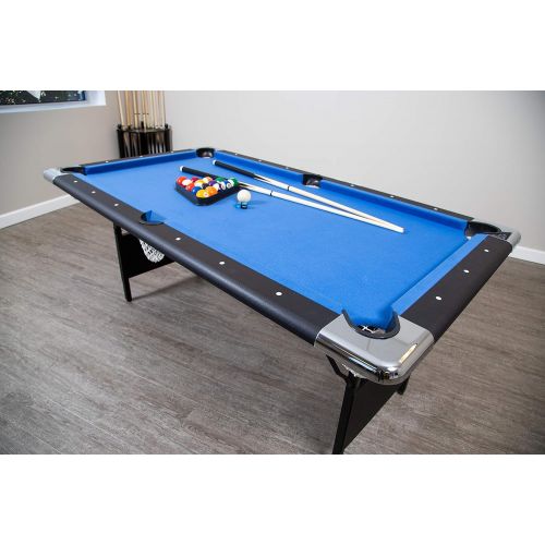  Hathaway Fairmont Portable 6-Ft Pool Table for Families with Easy Folding for Storage, Includes Balls, Cues, Chalk