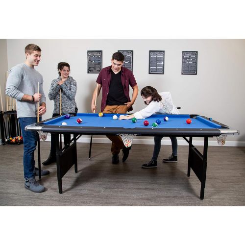 Hathaway Fairmont Portable 6-Ft Pool Table for Families with Easy Folding for Storage, Includes Balls, Cues, Chalk