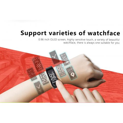 Smart Watch Heart Rate Monitor - Hathcack Ai01 Waterproof Bluetooth Heart Rate Blood Pressure Blood Oxygen Monitoring Smart Band Fitness Tracker Sports Bracelet-Red