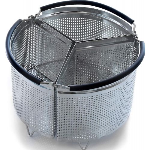  Hatrigo 3-Piece Divided Steamer Basket for Pressure Cooker Compatible with Instant Pot Accessories Ninja Foodi Other Mullti Cookers, Strainer Insert Can Cook 3-in-1 (6 Qt - Divider Basket)