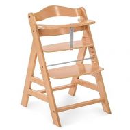 Hauck AlphaPlus Grow Along Adjustable Wooden High Chair Seat with 5 Point Harness and Bumper Bar for Babies 6 Months and Up, Beechwood, Natural