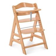 hauck AlphaPlus Grow Along Solid Beechwood High Chair with Adjustable Seat, Safety Harness, and Bumper Bar for Babies 6 Months and Up, Natural, Brown