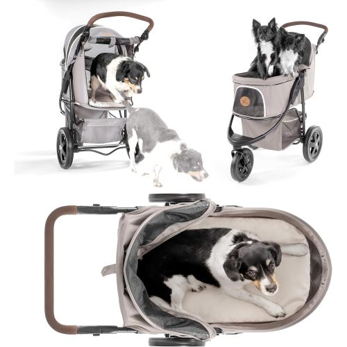  Hauck TOGfit Pet Roadster - Luxury Pet Stroller for Puppy, Senior Dog or Cat | Easy Foldable Three Wheels Travel Pet Jogger max. Loading 70 lb, Mattress Included - Gray