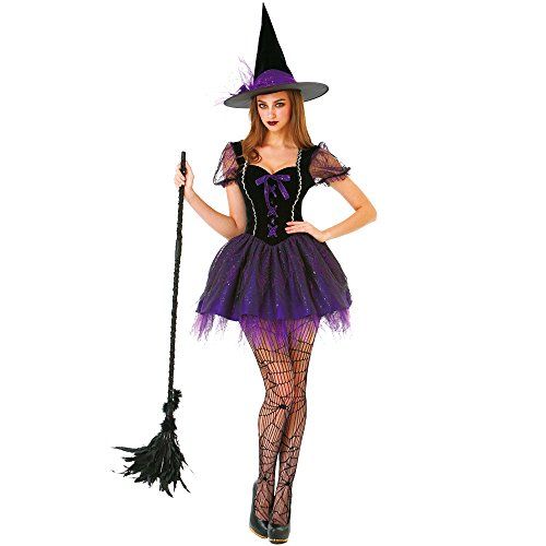  할로윈 용품Hauntlook Wicked Witch Womens Halloween Costume - Sexy Female Wizard Dress, Hat