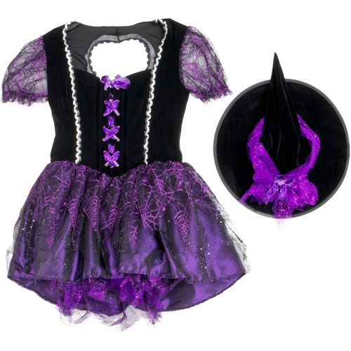  할로윈 용품Hauntlook Wicked Witch Womens Halloween Costume - Sexy Female Wizard Dress, Hat