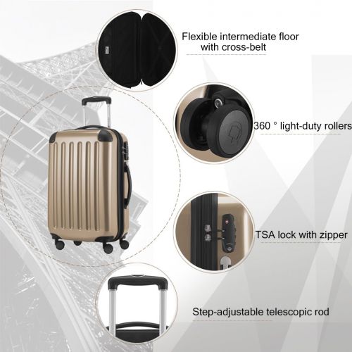  Hauptstadtkoffer HAUPTSTADTKOFFER Luggages Sets Glossy Suitcase Sets Hardside Spinner Trolley Expandable (20, 24 & 28) TSA (Champagne)