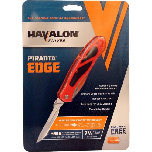  [아마존베스트]Havalon Piranta-Edge Blaze Orange Handle 12 Additional Crazy Sharp Blades