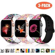 [아마존베스트]Haveda Floral Bands Compatible with Apple Watch Band 38mm 40mm, Soft Pattern Printed Silicone Sport Replacement Wristbands for Women Men Kids with iWatch Series 4 Series 3/2/1, S/M