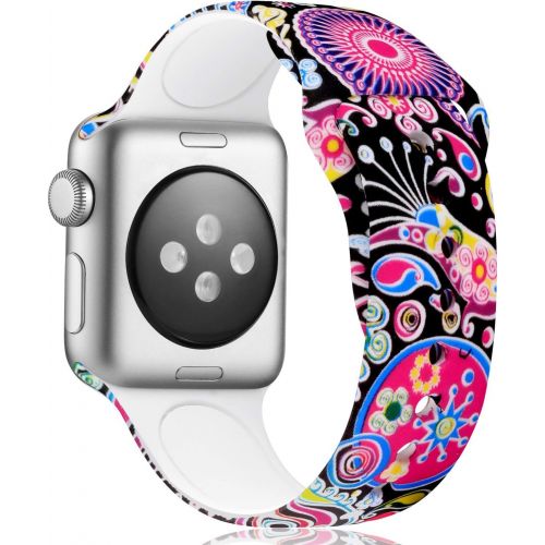  [아마존베스트]Haveda Floral Bands Compatible with Apple Watch Band 38mm 40mm, Soft Pattern Printed Silicone Sport Replacement Wristbands for Women Men Kids with iWatch Series 4 Series 3/2/1, S/M