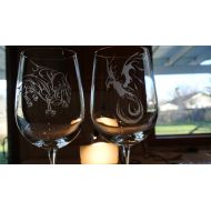 Havinablast dragon on large wine glass or phoenix on large wine glass sold separately