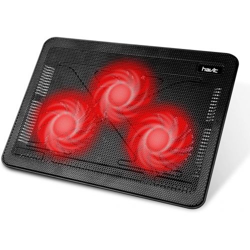  [아마존 핫딜] [아마존핫딜]Havit HV-F2056 15.6-17 Inch Laptop Cooler Cooling Pad - Slim Portable USB Powered (3 Fans) (Black+Red)