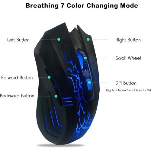  [아마존 핫딜] [아마존핫딜]Havit Keyboard Rainbow Backlit Wired Gaming Keyboard Mouse Combo, LED 104 Keys USB Ergonomic Wrist Rest Keyboard, 3200DPI 6 Button Mouse for Windows PC Gamer Desktop, Computer (Bla