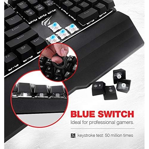  [아마존 핫딜] [아마존핫딜]Havit Mechanical Keyboard and Mouse Combo RGB Gaming 104 Keys Blue Switches Wired USB Keyboards with Detachable Wrist Rest, Programmable Gaming Mouse for PC Gamer Computer Desktop