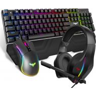 [아마존핫딜][아마존 핫딜] Havit HAVIT Mechanical Keyboard Mouse Headset Kit, Blue Switch Keyboards,Gaming Mouse & RGB Headphones for Laptop Computer PC Games