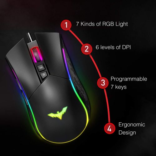  [아마존핫딜][아마존 핫딜] Havit HAVIT Mechanical Keyboard Mouse Headset Kit, Blue Switch Keyboards,Gaming Mouse & RGB Headphones for Laptop Computer PC Games