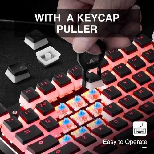  Havit Keycaps 60 87 104 Double Shot Backlit PBT Pudding Keycap Set with Puller for DIY Cherry MX RGB Mechanical Keyboard (Black)