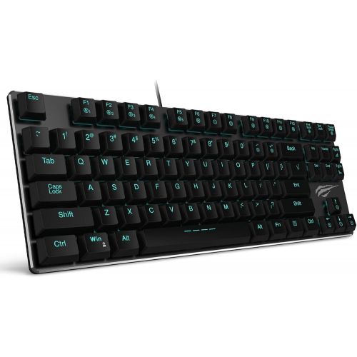  Mechanical Keyboard HAVIT Backlit Wired Gaming Keyboard Extra-Thin & Light, Kailh Latest Low Profile Blue Switches, 87 Keys N-Key Rollover (Black)