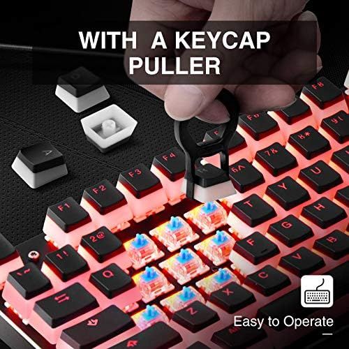  Havit Keycaps 60 87 104 Double Shot Backlit PBT Pudding Keycap Set with Puller for DIY Cherry MX RGB Mechanical Keyboard (Black)