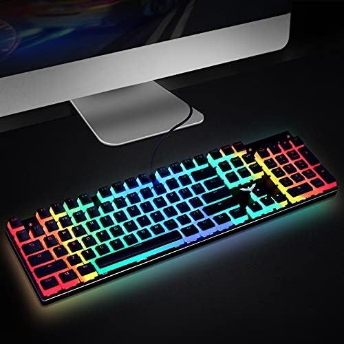  Havit Keycaps 60 87 104 Double Shot Backlit PBT Pudding Keycap Set with Puller for DIY Cherry MX RGB Mechanical Keyboard (Black)