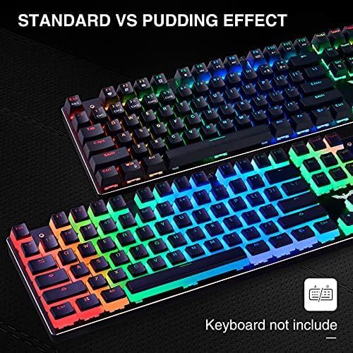  Havit Keycaps 60 87 104 Double Shot Backlit PBT Pudding Keycap Set with Puller for DIY Cherry MX RGB Mechanical Keyboard (Black)