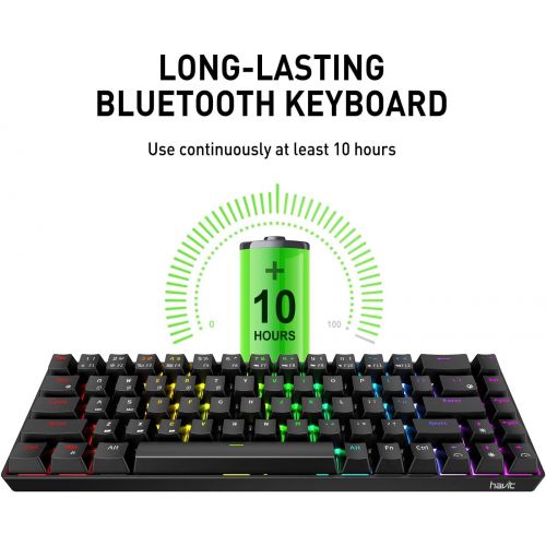  Havit 60% Wireless Mechanical Keyboard and Wired Mouse, Bluetooth 5.1 & Type C Wired 68 Keys Gaming Keyboard Brown Switch,Programmable Gaming Mouse for Multi-Device PC Laptop Gamer