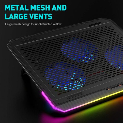  [아마존베스트]havit RGB Laptop Cooling Pad for 15.6-17 Inch Laptop with 3 Quiet Fans and Touch Control, Pure Metal Panel Portable Cooler (Black+Blue)