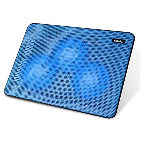  [아마존베스트]havit HV-F2056 15.6-17 Inch Laptop Cooler Cooling Pad - Slim Portable USB Powered (3 Fans) (Blue)