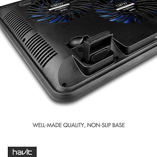  [아마존베스트]havit HV-F2056 15.6-17 Inch Laptop Cooler Cooling Pad - Slim Portable USB Powered (3 Fans) (Blue)