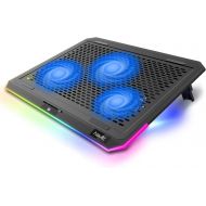 [아마존베스트]havit RGB Laptop Cooling Pad for 15.6-17 Inch Laptop with 3 Quiet Fans and Touch Control, Pure Metal Panel Portable Cooler (Black+Red)