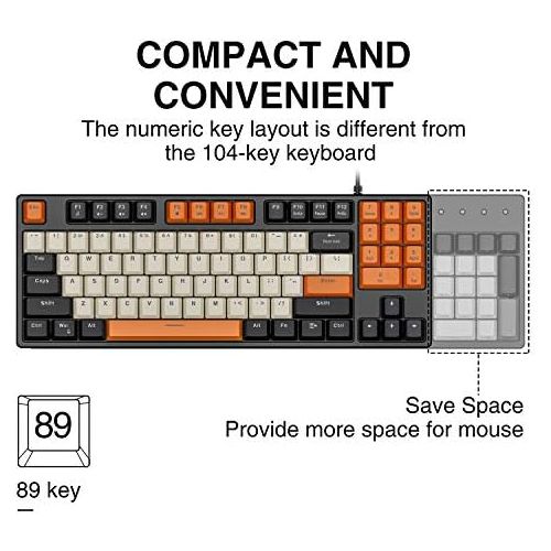  [아마존베스트]Havit Mechanical Keyboard Wired 89 Keys Gaming Keyboard Red Switch Keyboard with PBT Keycaps for PC Gamer Computer