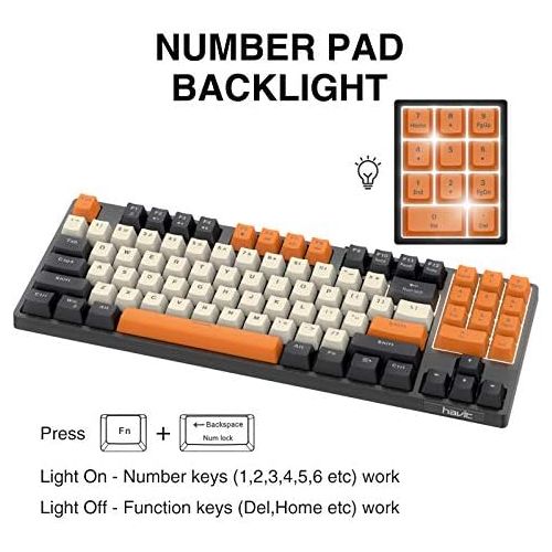  [아마존베스트]Havit Mechanical Keyboard Wired 89 Keys Gaming Keyboard Red Switch Keyboard with PBT Keycaps for PC Gamer Computer