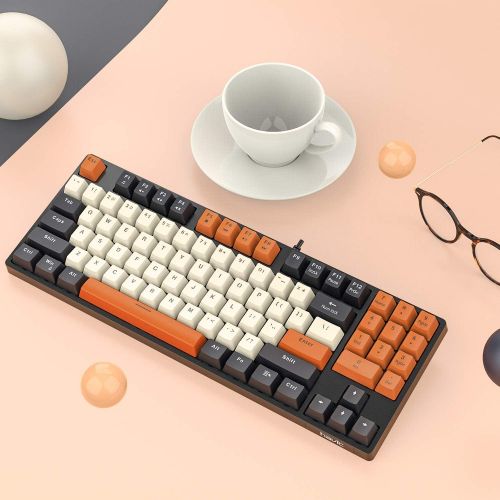  [아마존베스트]Havit Mechanical Keyboard Wired 89 Keys Gaming Keyboard Red Switch Keyboard with PBT Keycaps for PC Gamer Computer