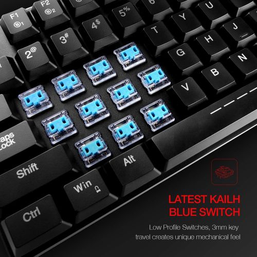  Havit Mechanical Keyboard HAVIT RGB Backlit Wired Gaming Keyboard Extra-Thin & Light, Kailh Latest Low Profile Blue Switches, 104 Keys N-Key Rollover HV-KB395L (Black)