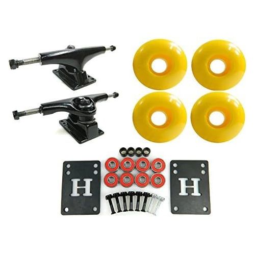  Havoc 5.0 Black/Black Skateboard Trucks + 52mm Yellow Wheels Combo