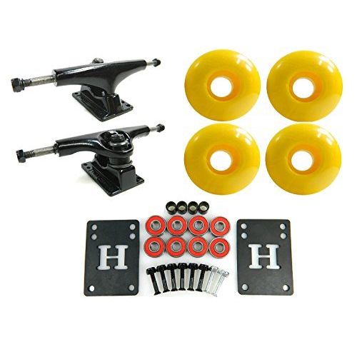  Havoc 5.0 Black/Black Skateboard Trucks + 52mm Yellow Wheels Combo