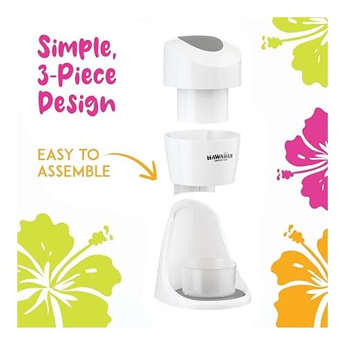  Hawaiian Shaved Ice Machine Kit - 3 Flavors, 25 Cups, Straws, Pourers, Ice Molds