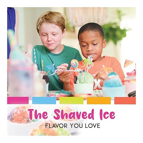  Hawaiian Shaved Ice Machine Kit - 3 Flavors, 25 Cups, Straws, Pourers, Ice Molds