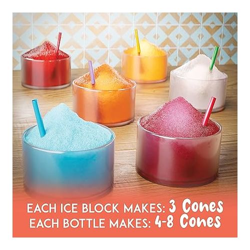  Hawaiian Shaved Ice Machine Kit - 3 Flavors, 25 Cups, Straws, Pourers, Ice Molds