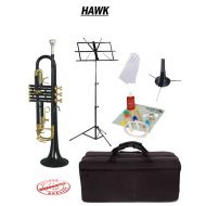 Hawk Black Bb Trumpet School Package with Case, Music Stand, Trumpet Stand and Cleaning Kit