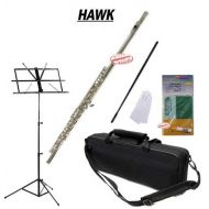 Hawk Nickel Closed Holed Student Flute School Package with Case, Music Stand, and Cleaning Kit