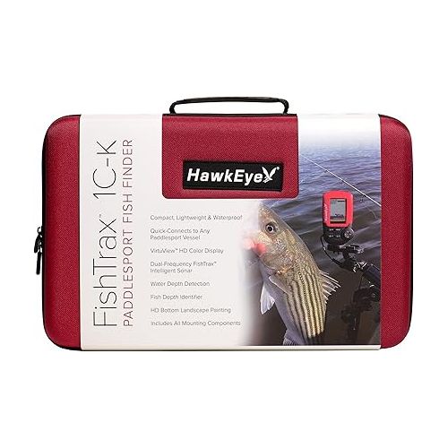  Hawkeye FISHTRAX 1C-K | PADDLESPORT Fish Finder, Red, (FT1PXC-k)