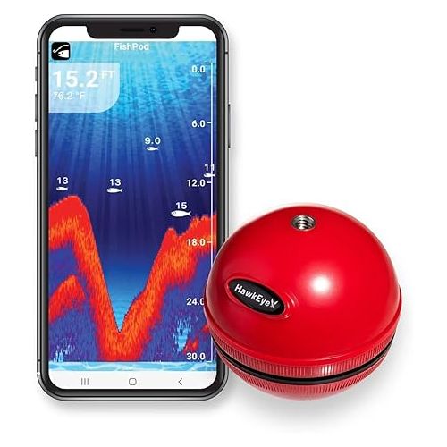  FishPod 5X Bluetooth Fish Finder and HawkEye ACC-FF-1567 FishTrax Fish Finder Suction Cup Mount